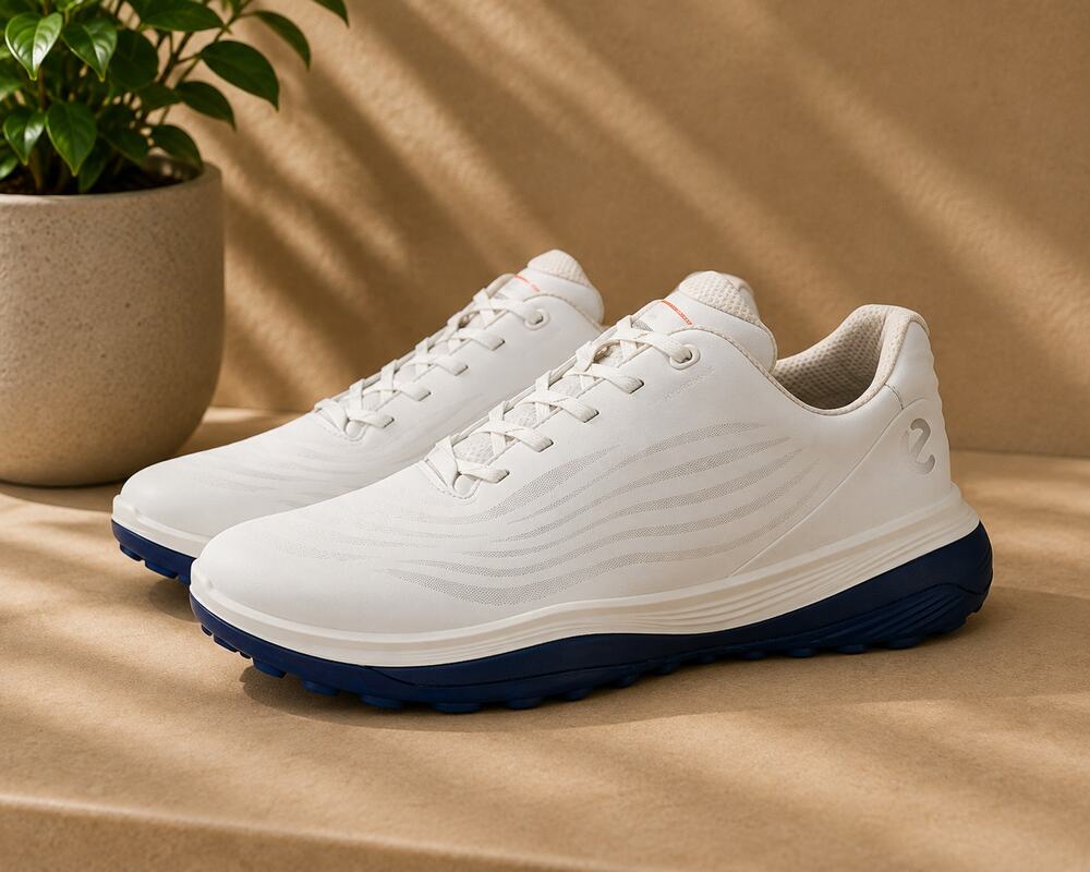 NWT ECCO Men's LT1 Hybrid Waterproof, White/Blue, 8-8.5
